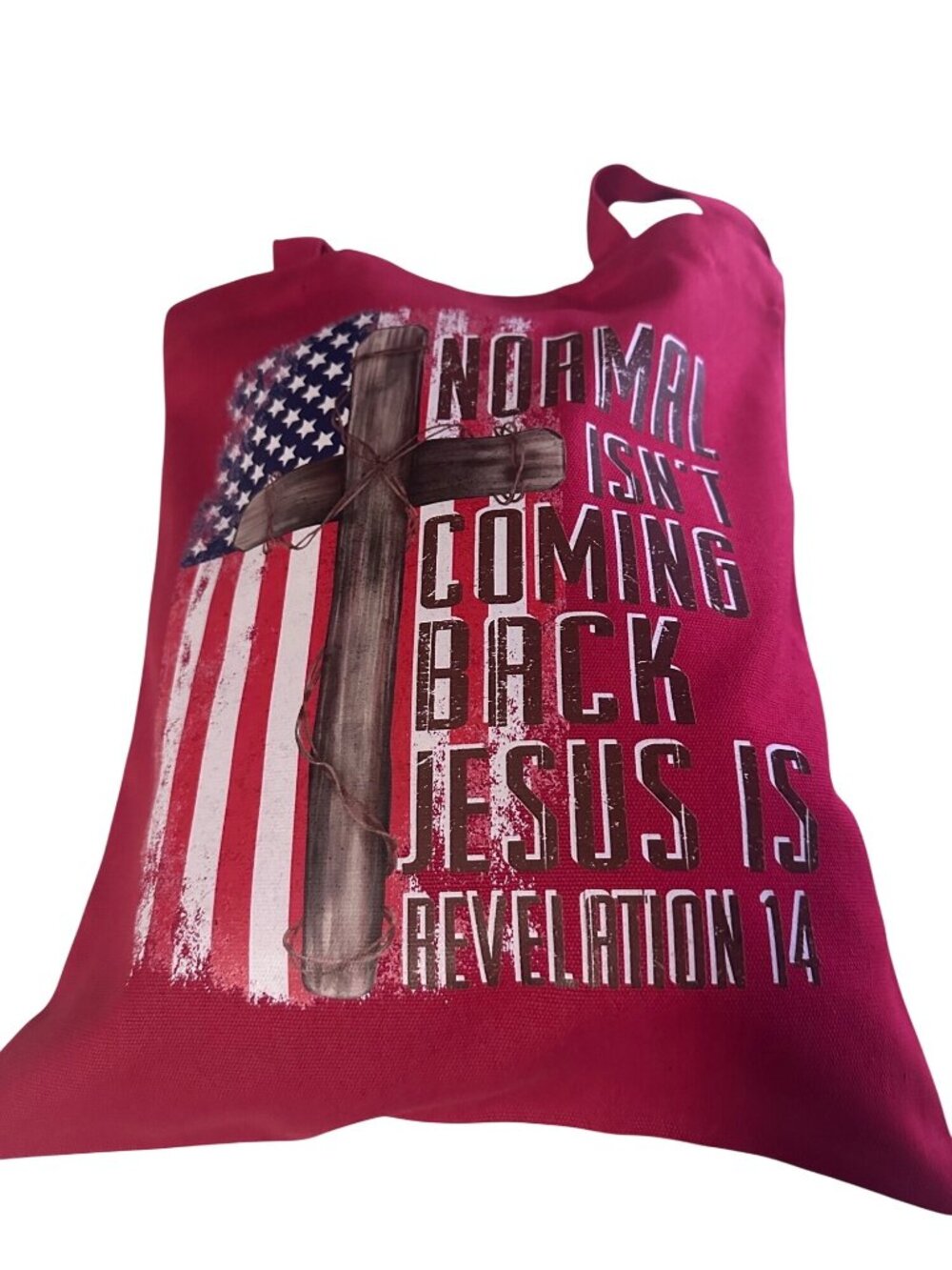 Lzerking red Normal isn't coming back Jesus is Revalation 14 tote bag
